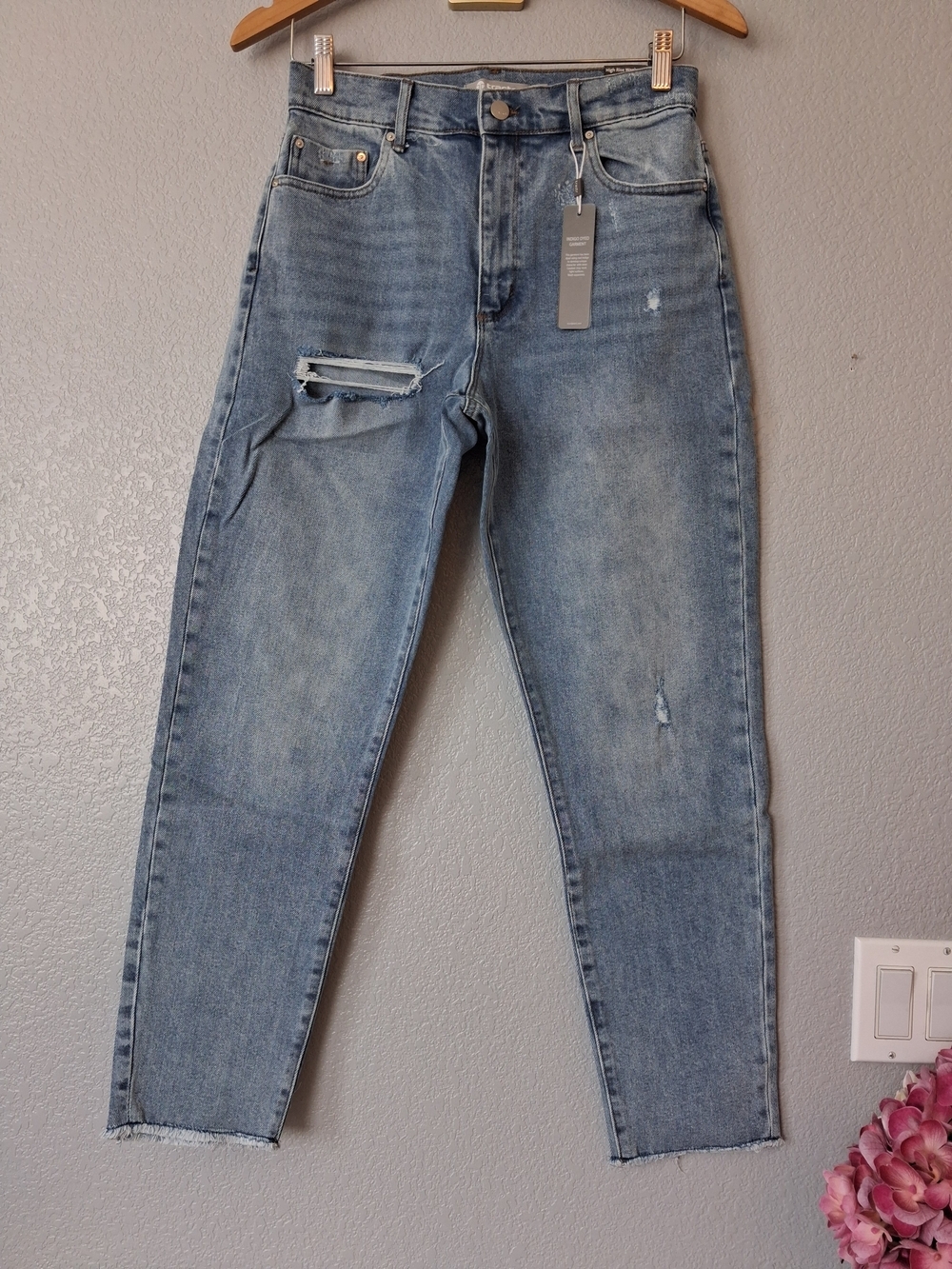 Tractr Light Blue Distressed Straight-Leg Jeans